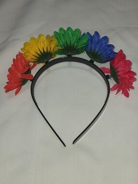 Kids Multicolor Flower Headband with Rainbow Blooms